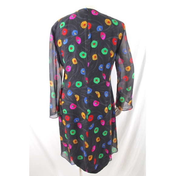 Akris Dress Silk Printed Layer Buttons Over Black-DESIGNER DEAL ⭐️ - Picture 4 of 12